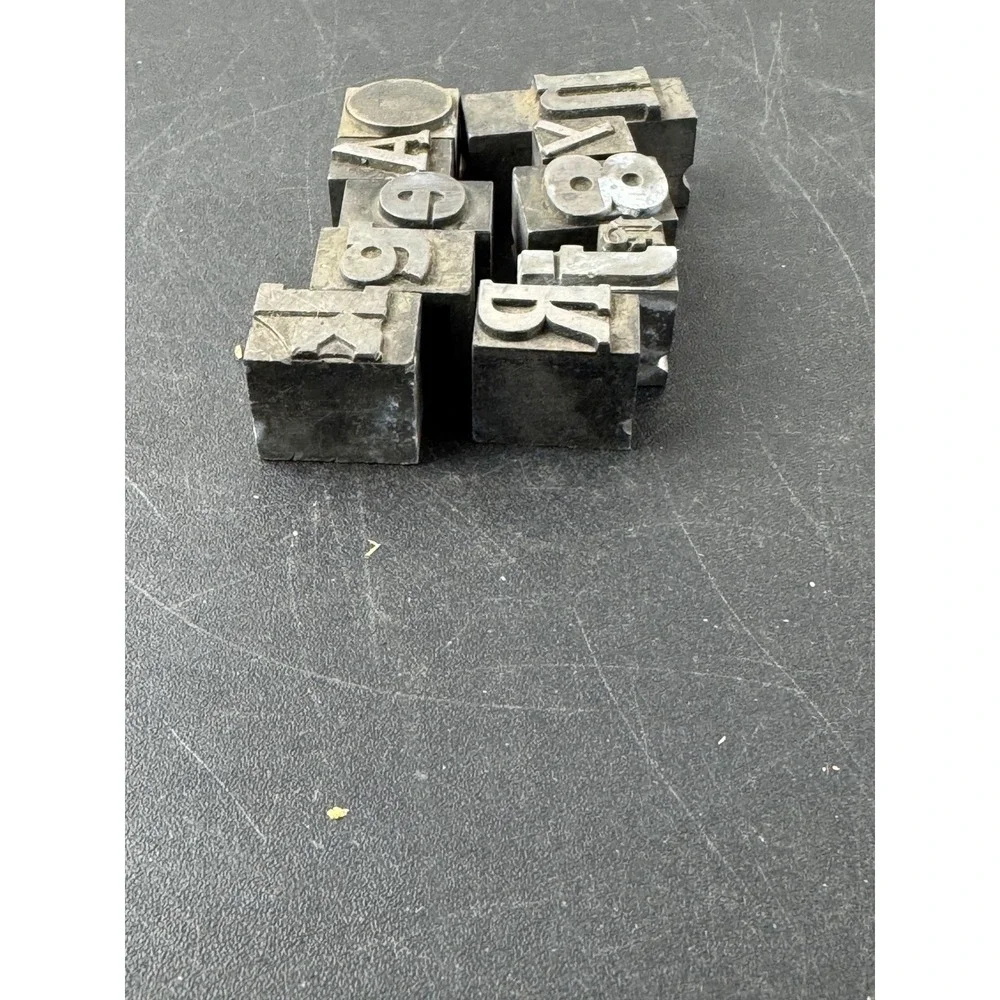Vintage Metal Letterpress Printing Blocks Antique Industrial Type Set Mixed Lot